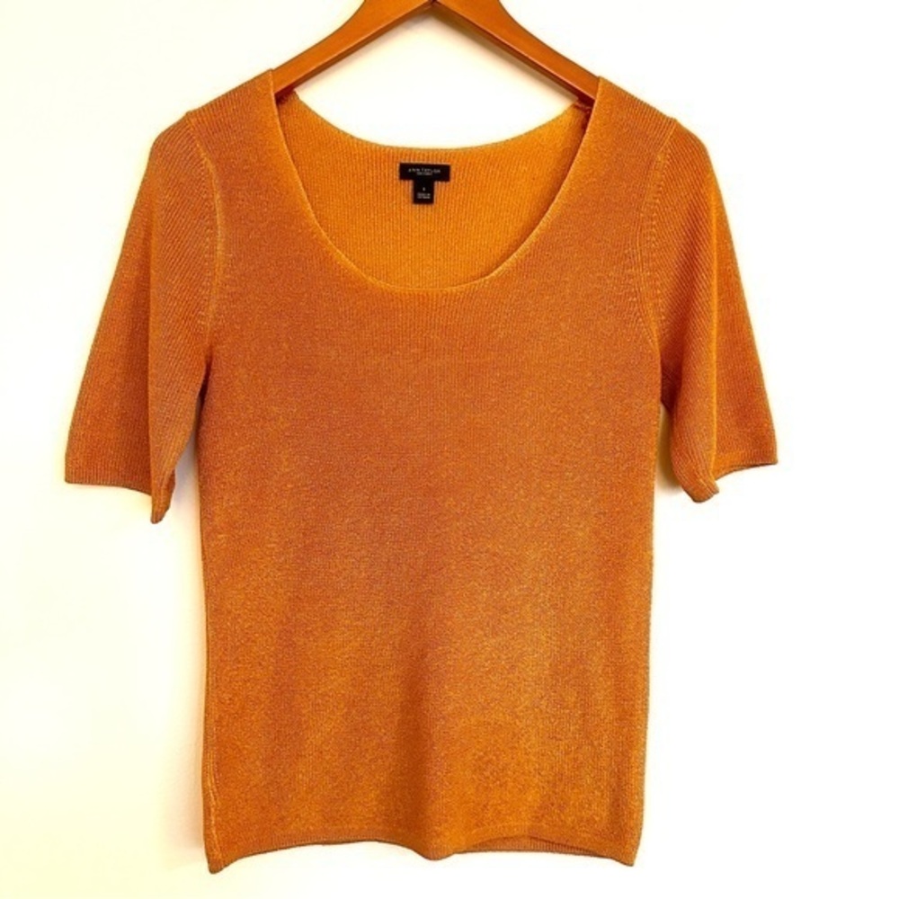 Ann Taylor Factory Burnt Orange Short Sleeve Lightweight Top Size Small